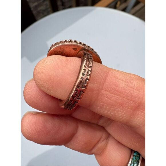 Ring, Agate and Copper Ring, Natural Stone, size 8, Handmade, Artisan, Statement - Picture 3 of 9